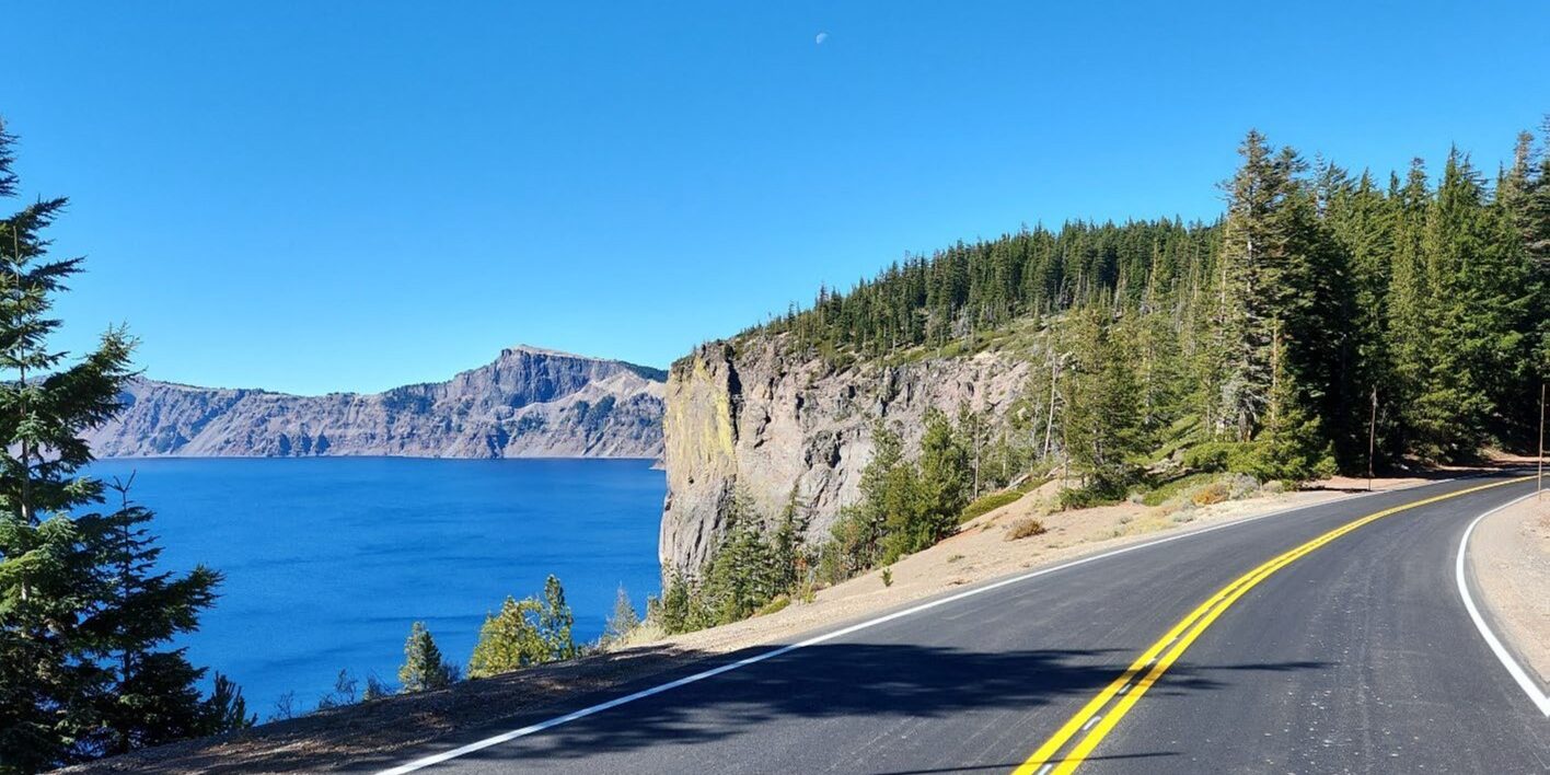 Completed repairs to a section of the East Rim Drive at Crater Lake National Park. Photo Credit: NPS